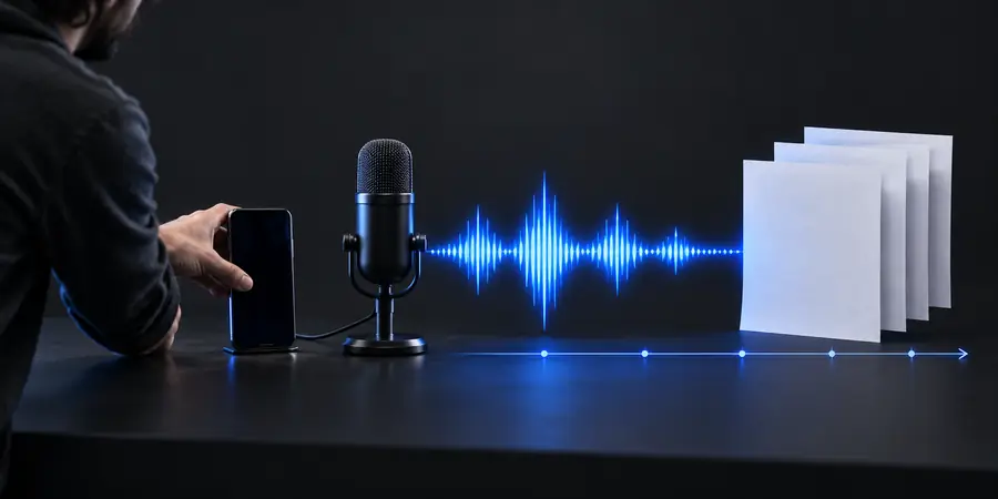 Illustration representing an audio-to-text result