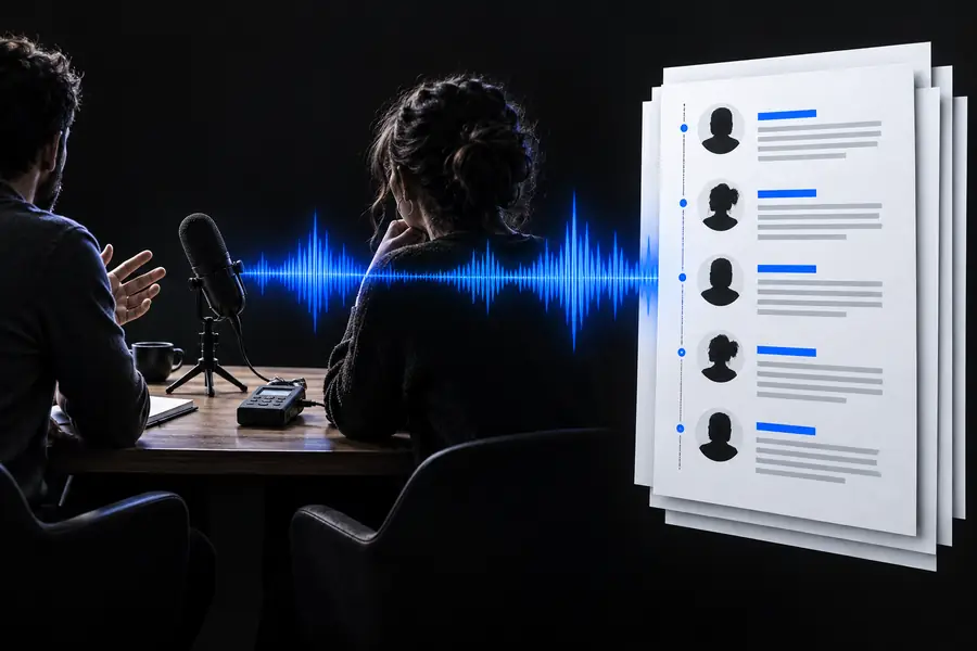 Illustration associated with turning audio into written text